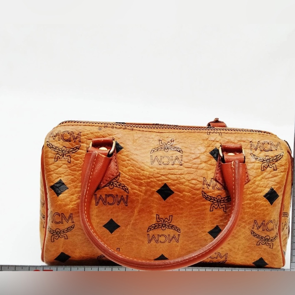 MCM MINI Cognac Visetos Satchel/ MCM MINI Hand Bag Brown PVC - Picture 2 of 10